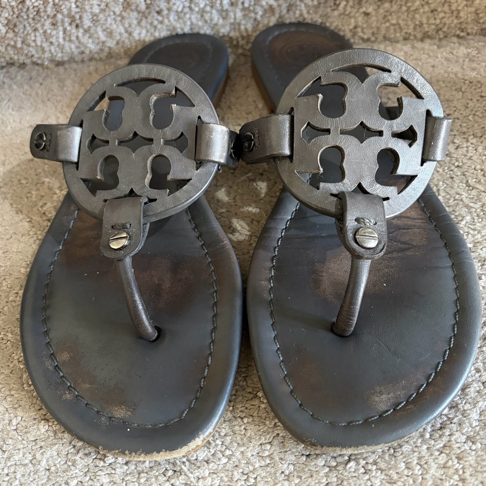 Tory Burch RARE Charcoal Gray Miller Sandals